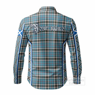 Thompson (Thomson) Tartan Crest Long Sleeve Button Shirts Scotland Coat of Arm Flag Style - Tartan Vibes Clothing