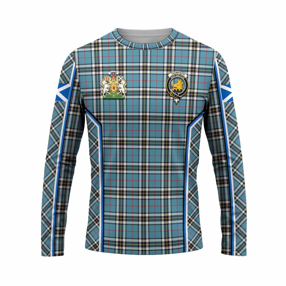 Thompson (Thomson) Tartan Crest Long Sleeve T-Shirt Scotland Coat of Arm Flag Style - Tartan Vibes Clothing