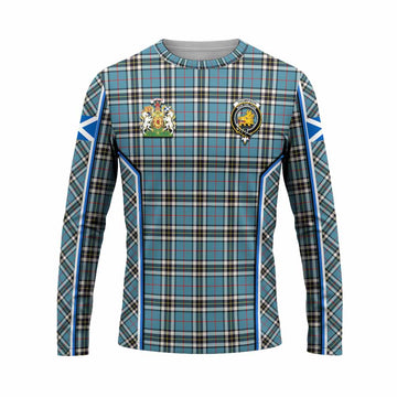 Thompson (Thomson) Tartan Crest Long Sleeve T-Shirt Scotland Coat of Arm Flag Style - Tartan Vibes Clothing