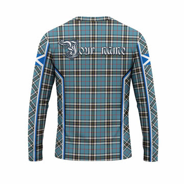 Thompson (Thomson) Tartan Crest Long Sleeve T-Shirt Scotland Coat of Arm Flag Style - Tartan Vibes Clothing
