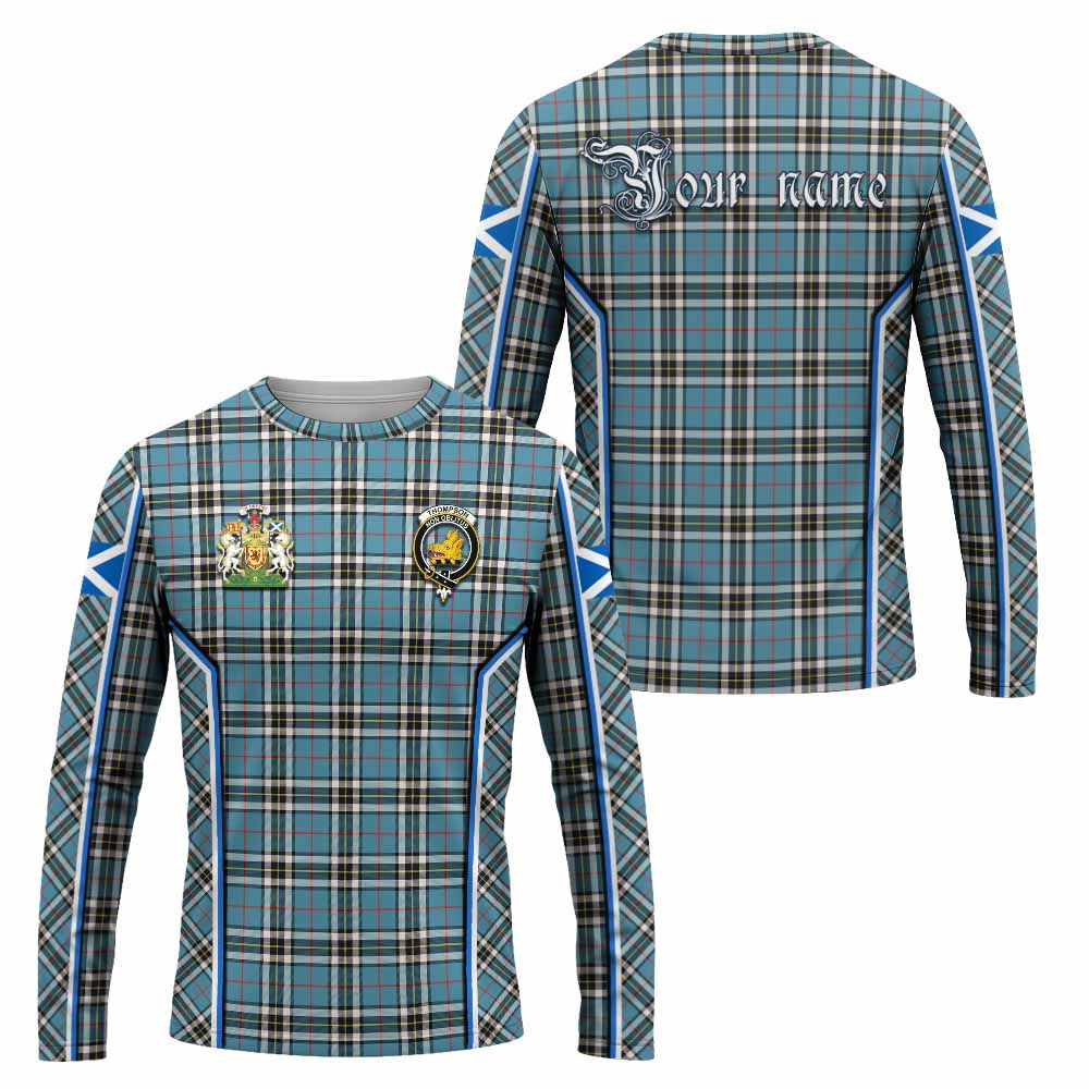 Thompson (Thomson) Tartan Crest Long Sleeve T-Shirt Scotland Coat of Arm Flag Style - Tartan Vibes Clothing