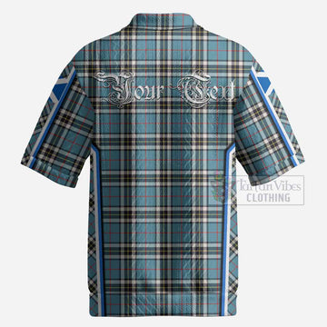 Thompson (Thomson) Tartan Crest Men’s Polo Sweater Top Scotland Coat of Arm Flag Style