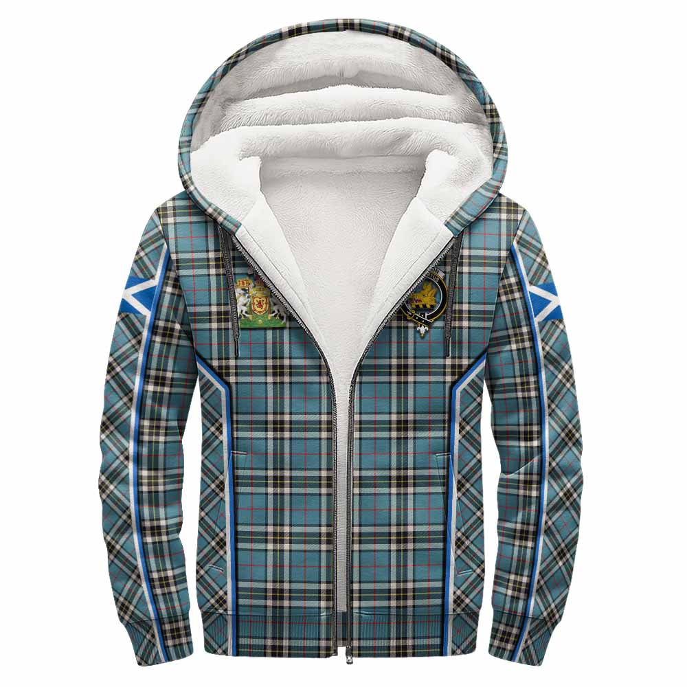 Thompson (Thomson) Tartan Crest Sherpa Hoodie Scotland Coat of Arm Flag Style - Tartan Vibes Clothing
