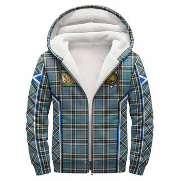 Thompson (Thomson) Tartan Crest Sherpa Hoodie Scotland Coat of Arm Flag Style - Tartan Vibes Clothing