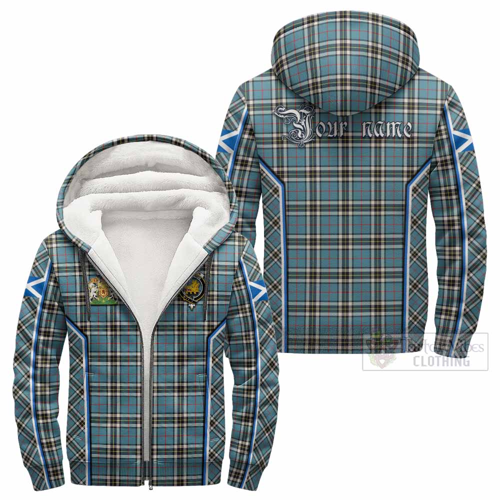Thompson (Thomson) Tartan Crest Sherpa Hoodie Scotland Coat of Arm Flag Style - Tartan Vibes Clothing