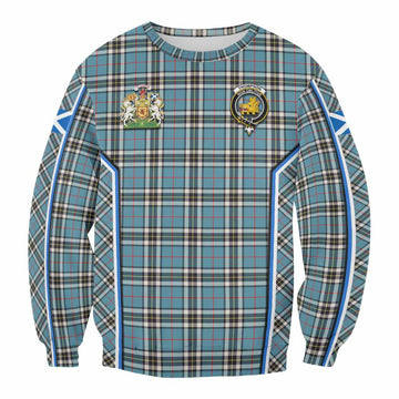 Thompson (Thomson) Tartan Crest Sweatshirt Scotland Coat of Arm Flag Style - Tartan Vibes Clothing