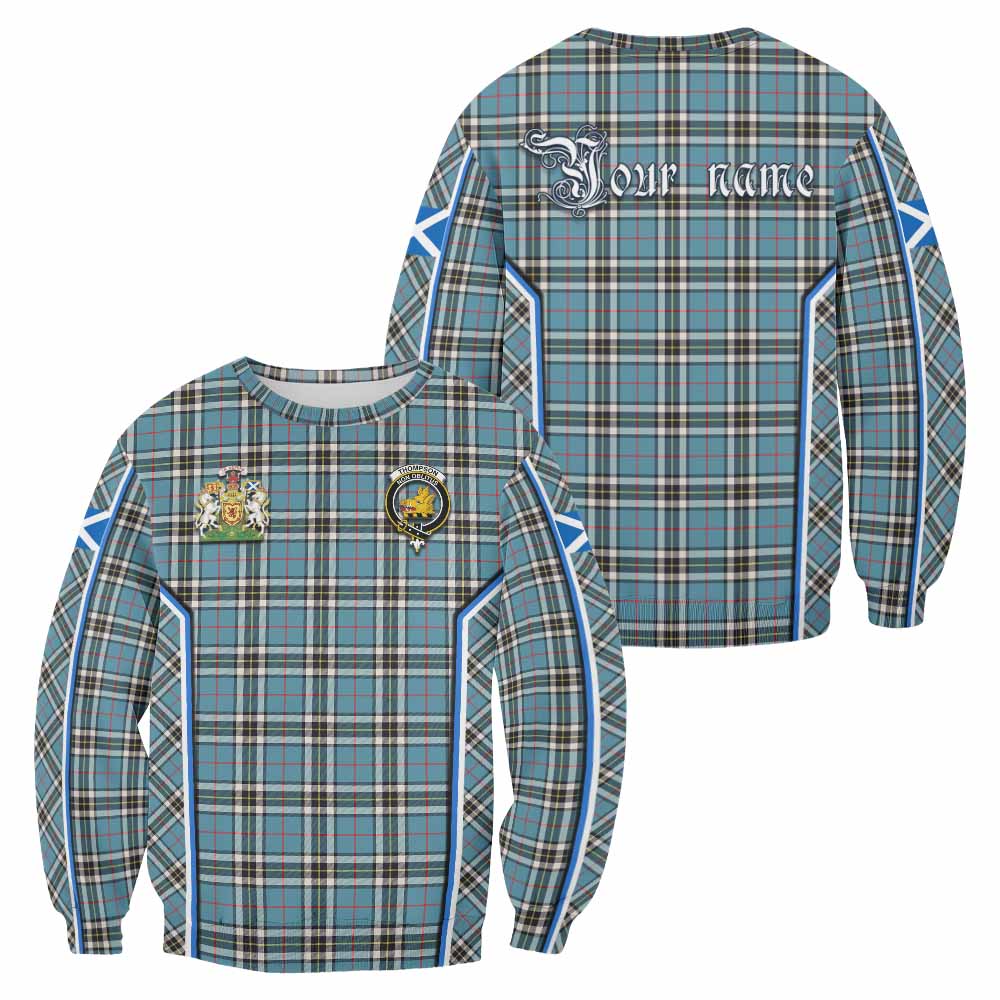 Thompson (Thomson) Tartan Crest Sweatshirt Scotland Coat of Arm Flag Style - Tartan Vibes Clothing