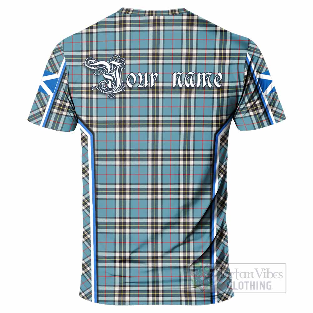 Thompson (Thomson) Tartan Crest T-shirt Scotland Coat of Arm Flag Style - Tartan Vibes Clothing
