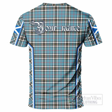 Thompson (Thomson) Tartan Crest T-shirt Scotland Coat of Arm Flag Style - Tartan Vibes Clothing