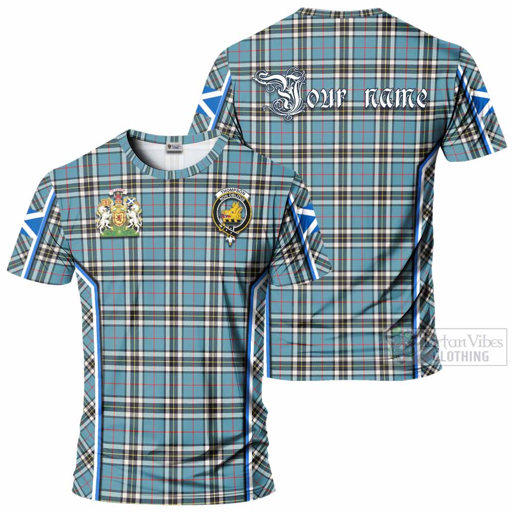 Thompson (Thomson) Tartan Crest T-shirt Scotland Coat of Arm Flag Style - Tartan Vibes Clothing