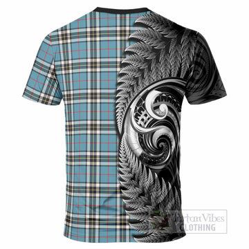 Thompson (Thomson) Tartan Crest T-Shirt With New Zealand Silver Fern Maori Koru
