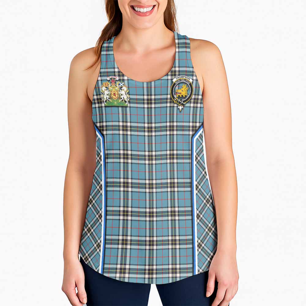 Thompson (Thomson) Tartan Crest Women Racerback Tanks Scotland Coat of Arm Flag Style - Tartan Vibes Clothing