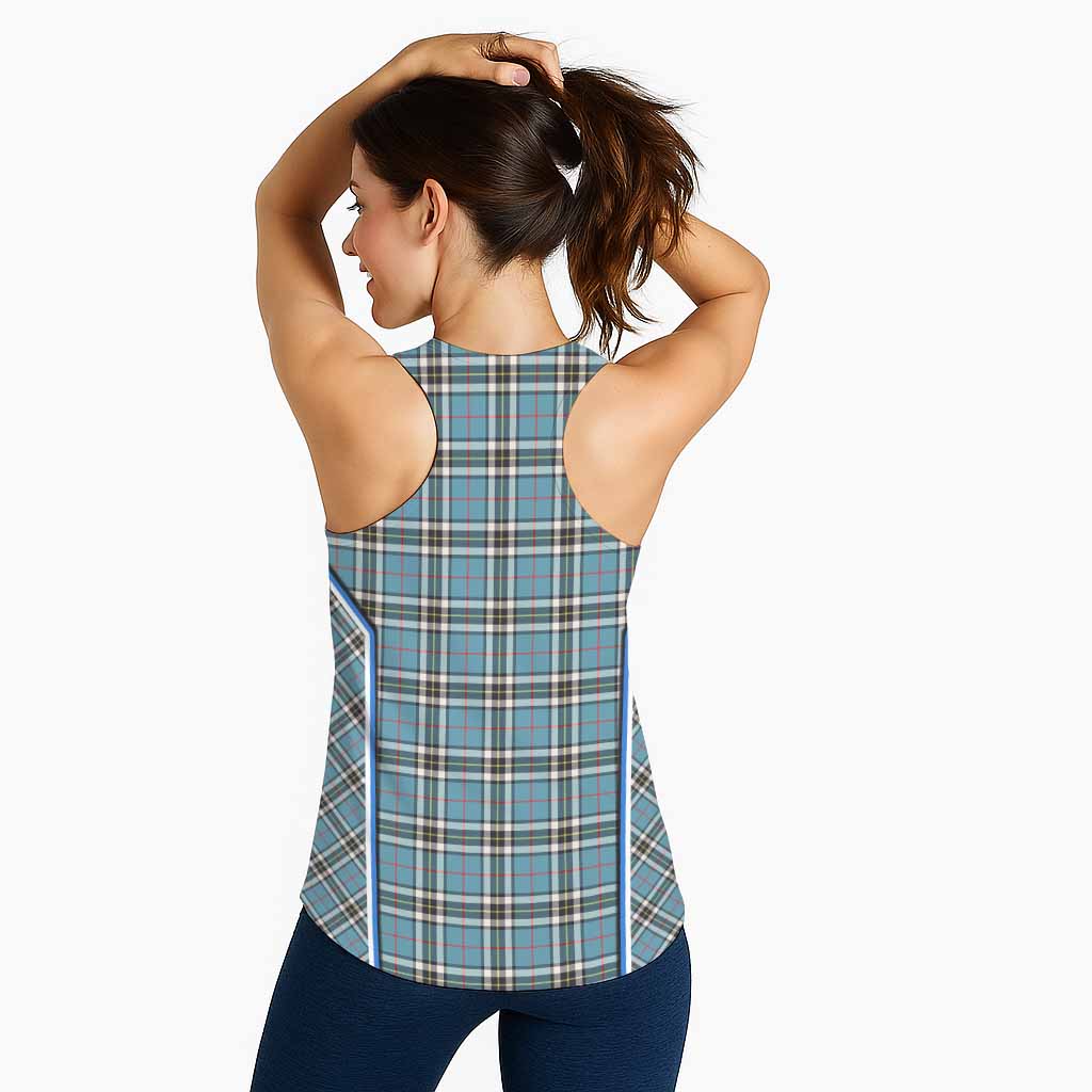 Thompson (Thomson) Tartan Crest Women Racerback Tanks Scotland Coat of Arm Flag Style - Tartan Vibes Clothing