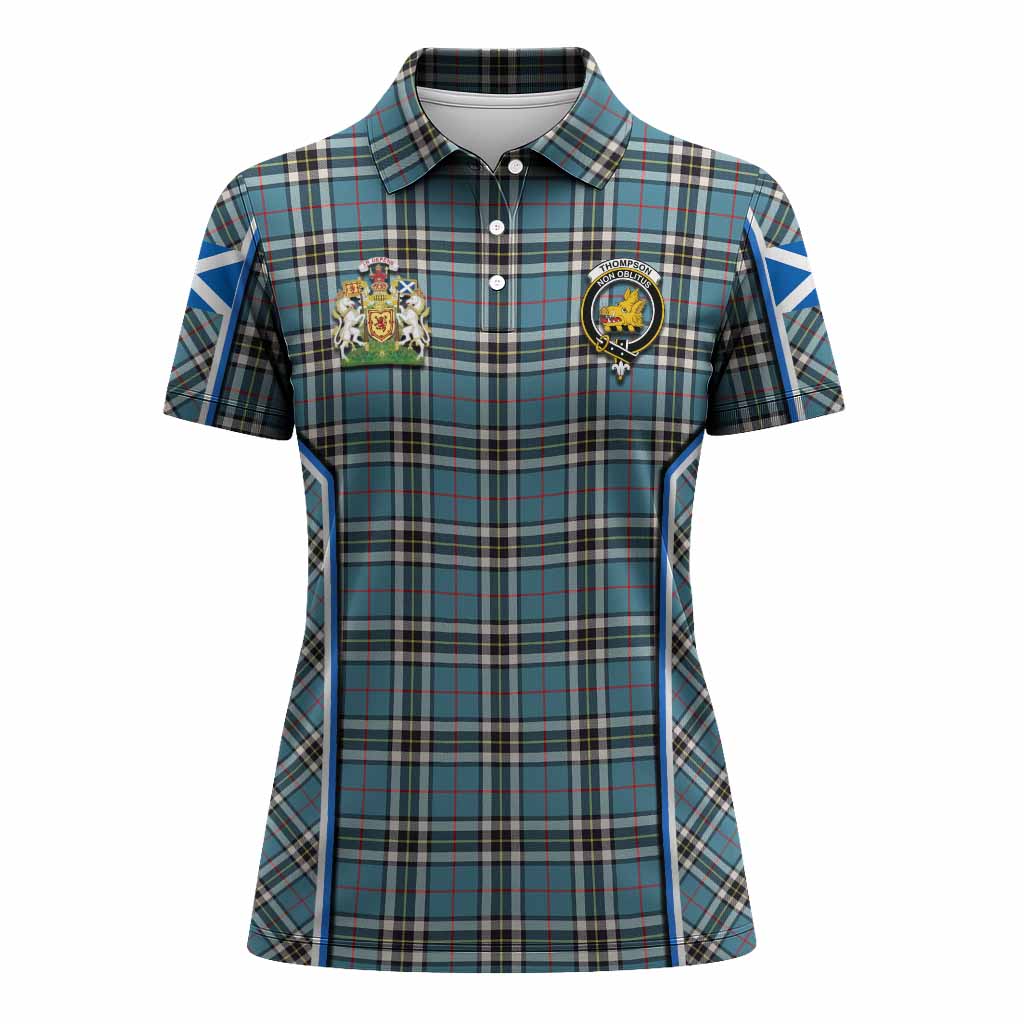 Thompson (Thomson) Tartan Crest Women's Polo Shirt Scotland Coat of Arm Flag Style - Tartan Vibes Clothing