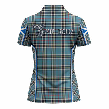 Thompson (Thomson) Tartan Crest Women's Polo Shirt Scotland Coat of Arm Flag Style - Tartan Vibes Clothing