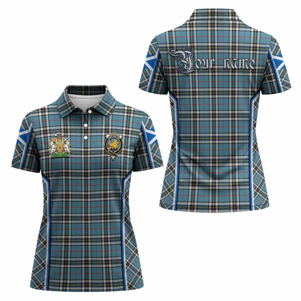Thompson (Thomson) Tartan Crest Women's Polo Shirt Scotland Coat of Arm Flag Style - Tartan Vibes Clothing