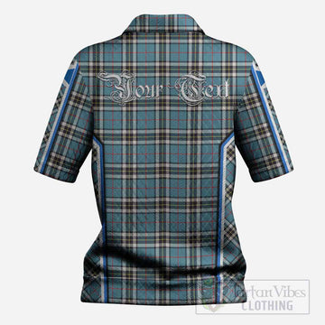 Thompson (Thomson) Tartan Crest Women’s Polo Sweater Top Scotland Coat of Arm Flag Style