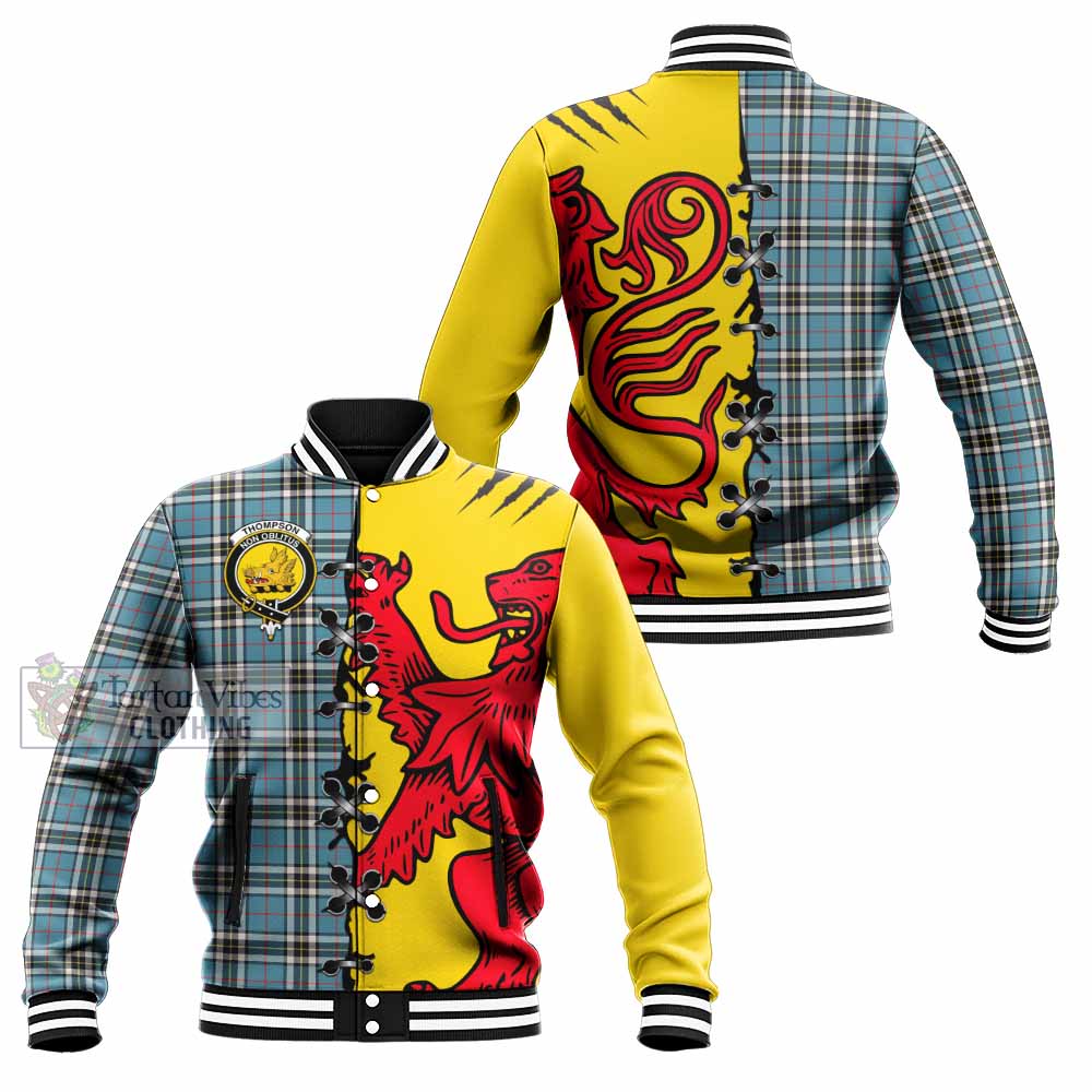 Thompson (Thomson) Tartan Family Crest Baseball Jacket Lion Rampant Honor - Tartan Vibes Clothing