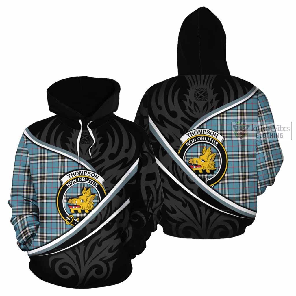 Thompson (Thomson) Tartan Family Crest Cotton Hoodie Celtic Scottish Thistle Floral - Tartan Vibes Clothing