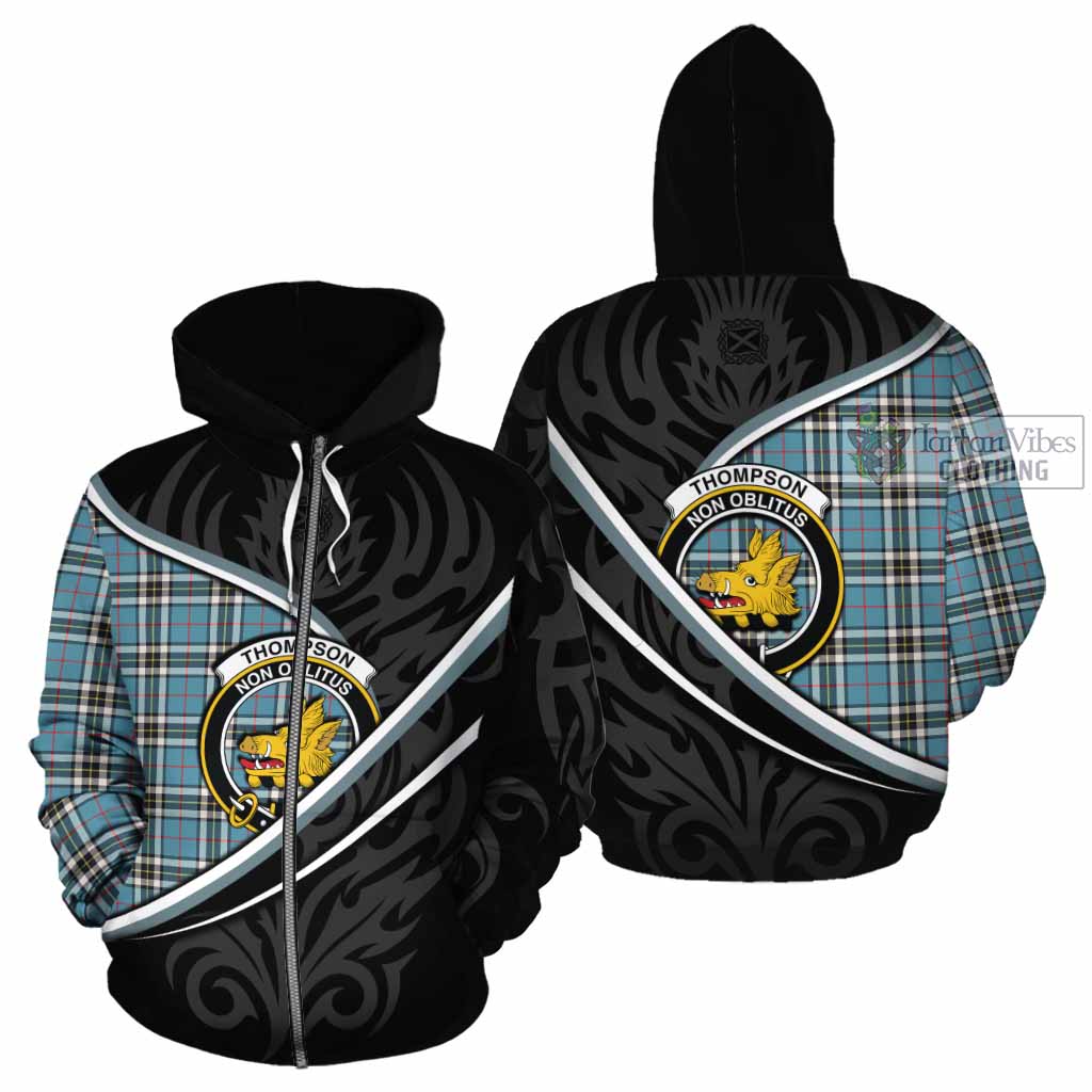 Thompson (Thomson) Tartan Family Crest Cotton Hoodie Celtic Scottish Thistle Floral - Tartan Vibes Clothing