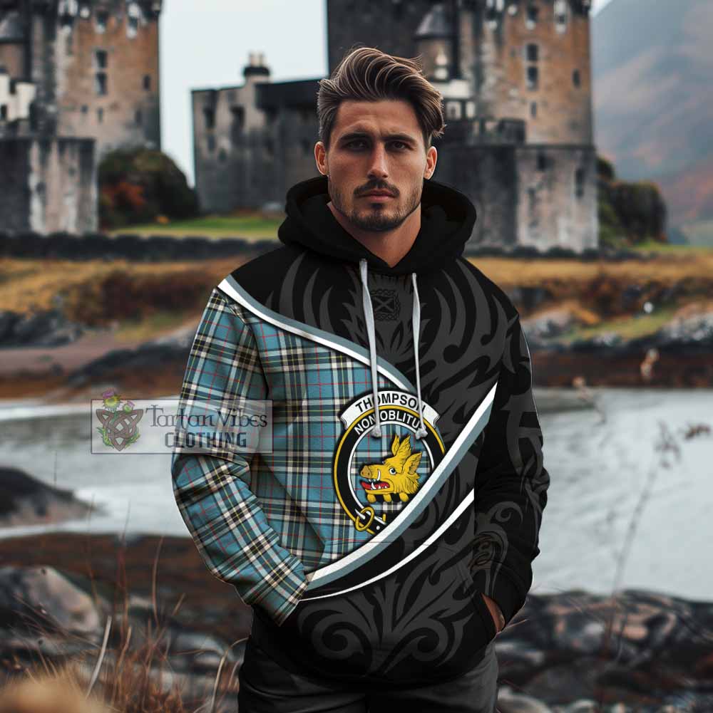 Thompson (Thomson) Tartan Family Crest Cotton Hoodie Celtic Scottish Thistle Floral - Tartan Vibes Clothing