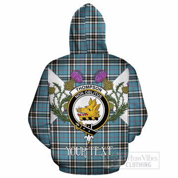 Thompson (Thomson) Tartan Family Crest Cotton Hoodie Scottish Burns Night Thistle Floral