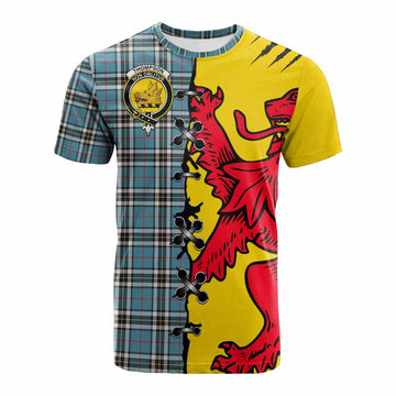 Thompson (Thomson) Tartan Family Crest Cotton T-shirt Lion Rampant Honor