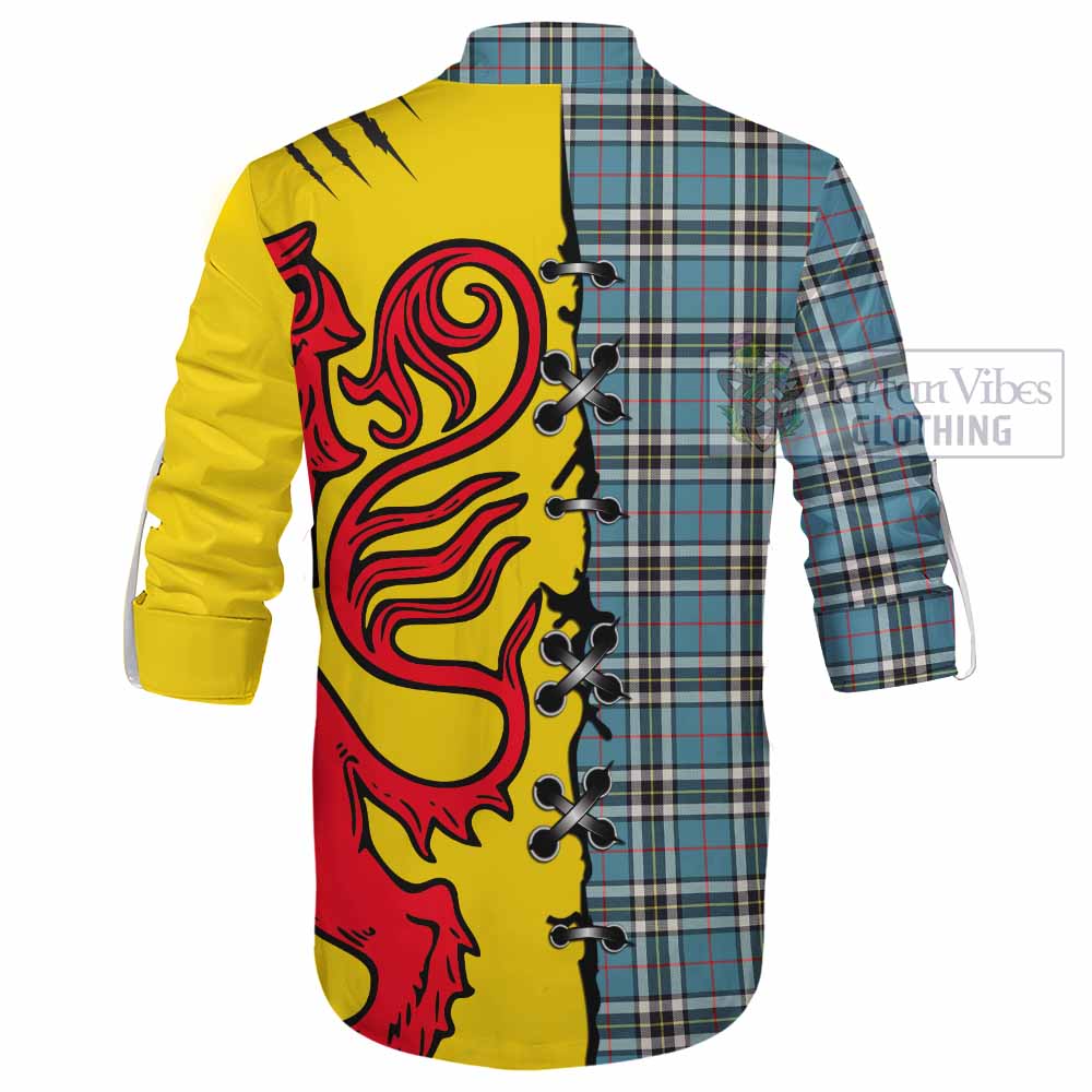 Thompson (Thomson) Tartan Family Crest Ghillie Kilt Shirt Lion Rampant Honor - Tartan Vibes Clothing