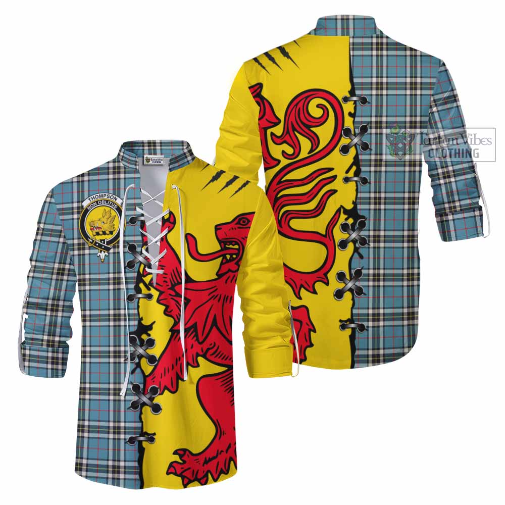 Thompson (Thomson) Tartan Family Crest Ghillie Kilt Shirt Lion Rampant Honor - Tartan Vibes Clothing