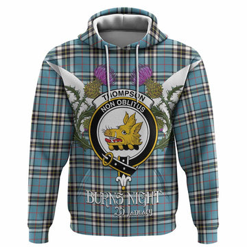 Thompson (Thomson) Tartan Family Crest Hoodie Scottish Burns Night Thistle Floral