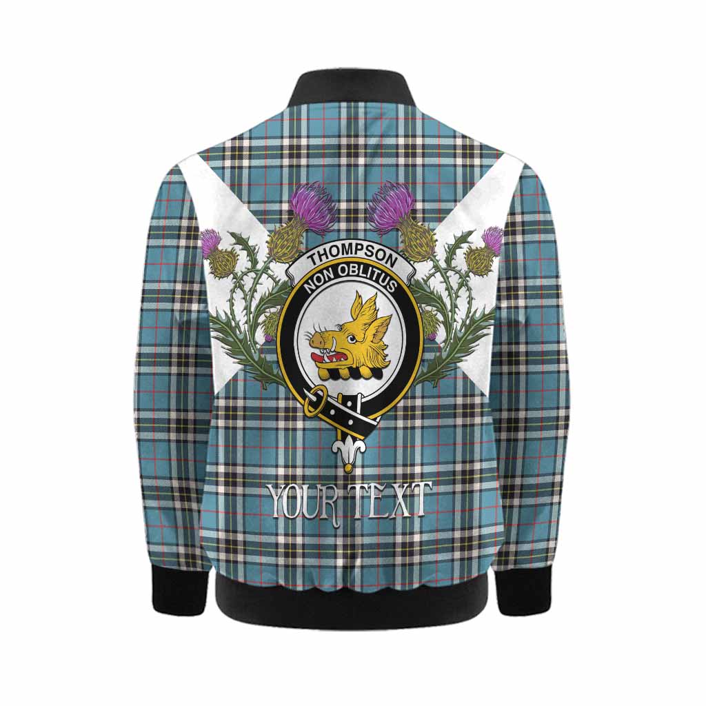 Thompson (Thomson) Tartan Family Crest Kid Bomber Jacket Scottish Burns Night Thistle Floral