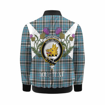 Thompson (Thomson) Tartan Family Crest Kid Bomber Jacket Scottish Burns Night Thistle Floral