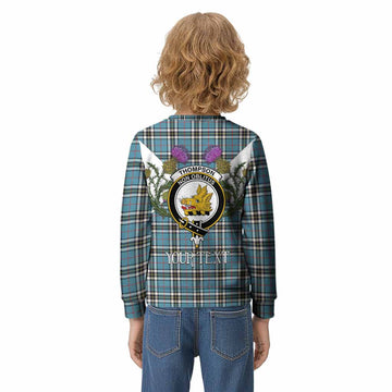 Thompson (Thomson) Tartan Family Crest Kid Knitted Sweatshirt Scottish Burns Night Thistle Floral