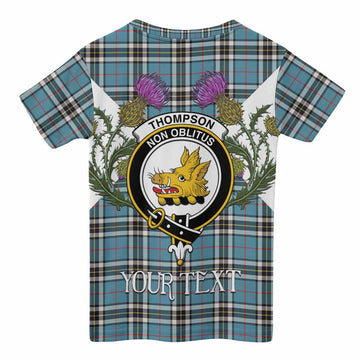 Thompson (Thomson) Tartan Family Crest Kid T-shirt Scottish Burns Night Thistle Floral