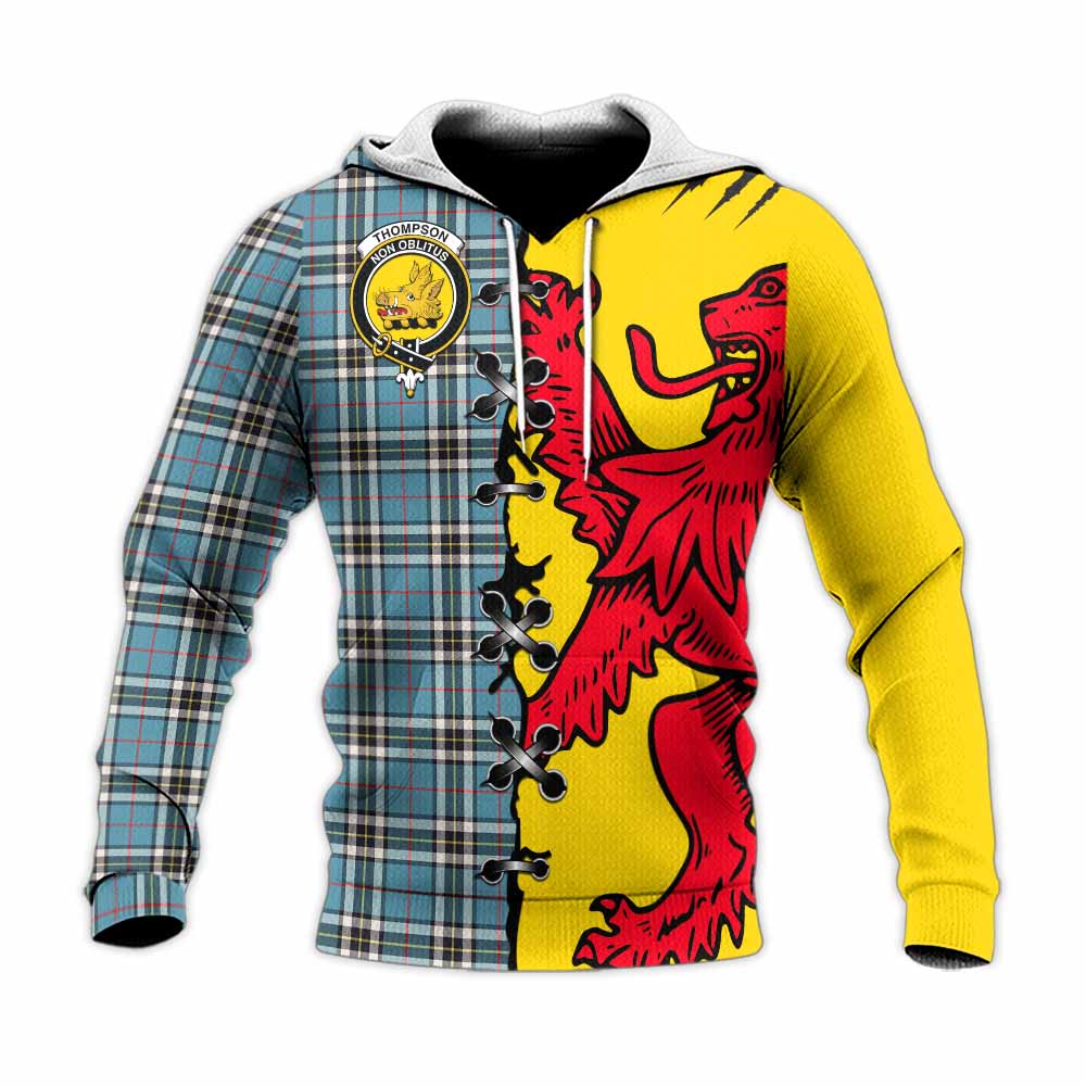 Thompson (Thomson) Tartan Family Crest Knitted Hoodie Lion Rampant Honor - Tartan Vibes Clothing