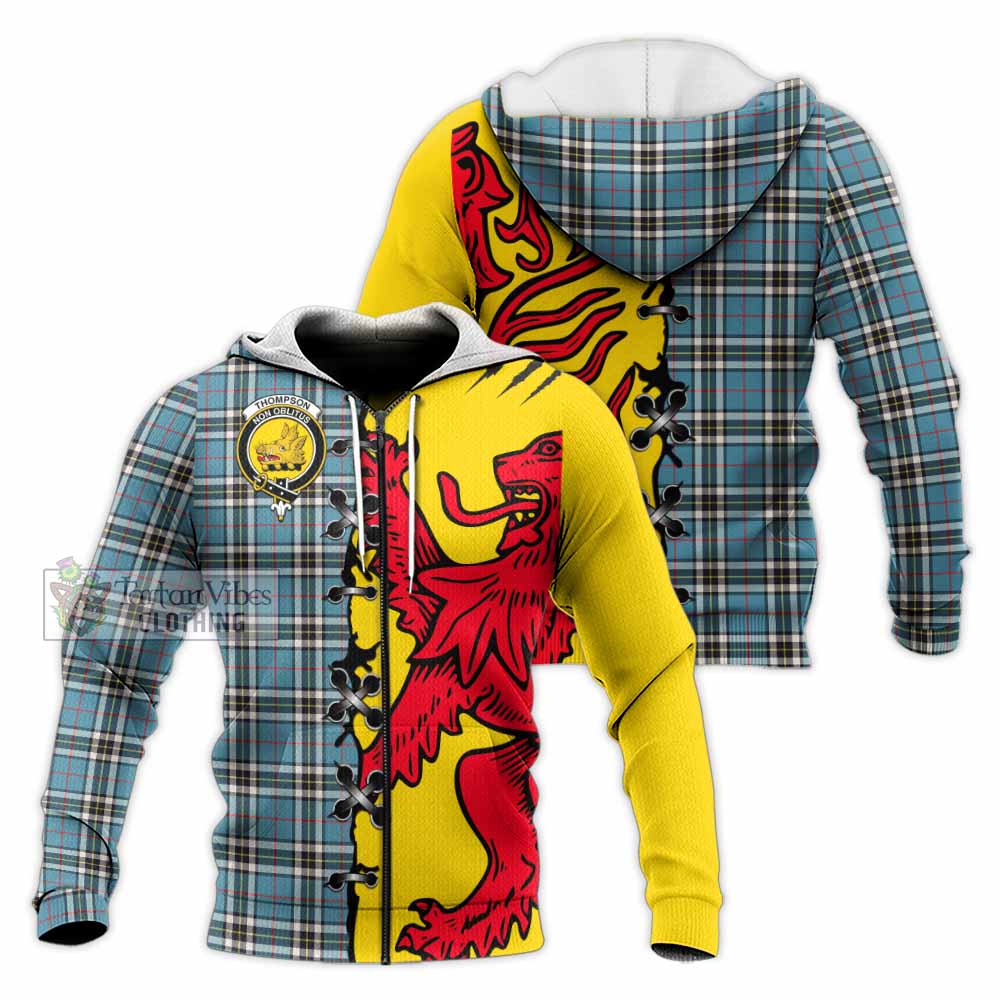 Thompson (Thomson) Tartan Family Crest Knitted Hoodie Lion Rampant Honor - Tartan Vibes Clothing