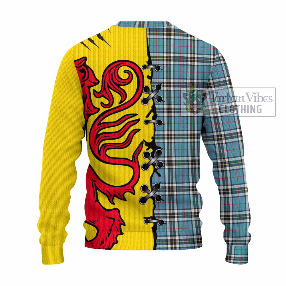 Thompson (Thomson) Tartan Family Crest Knitted Sweater Lion Rampant Honor - Tartan Vibes Clothing