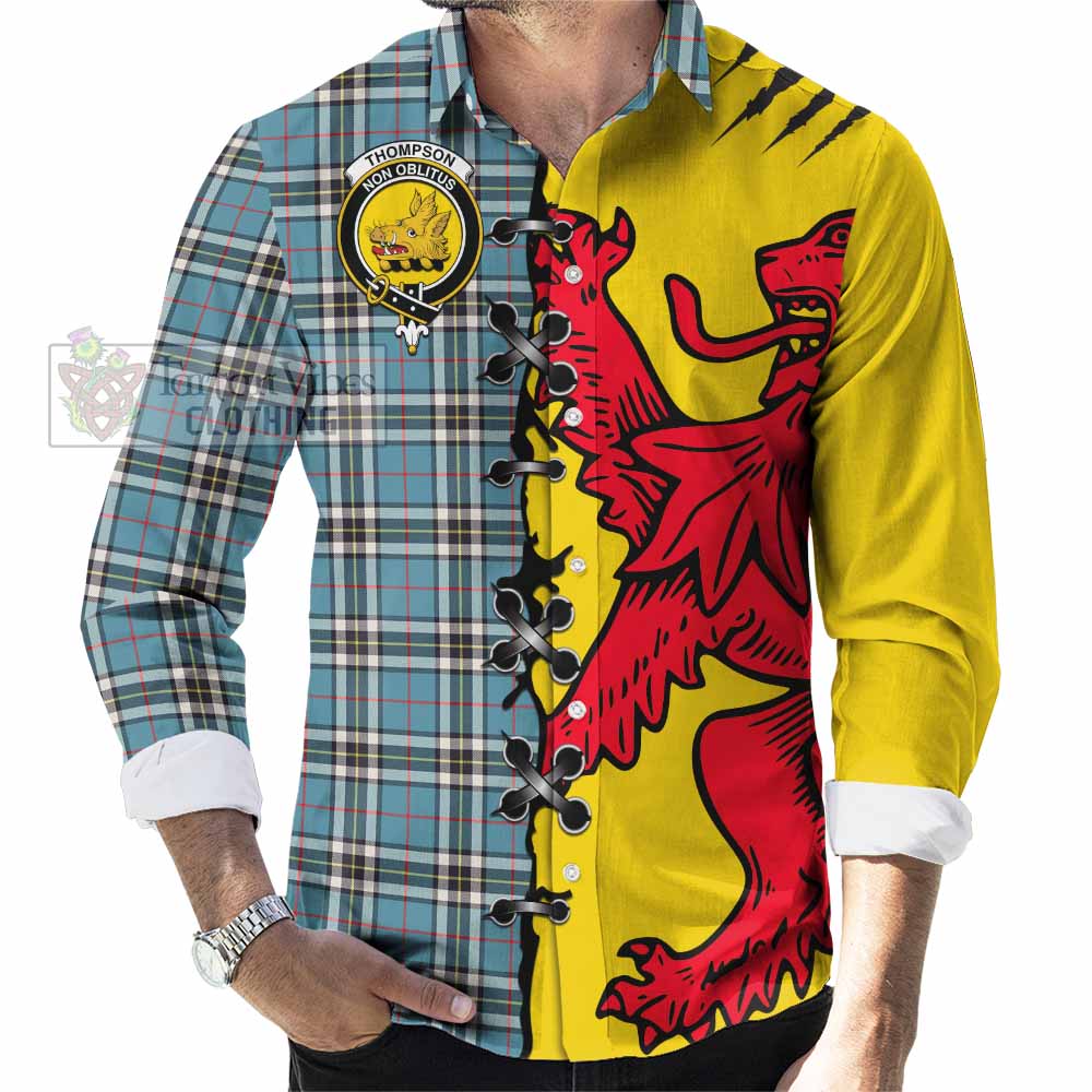 Thompson (Thomson) Tartan Family Crest Long Sleeve Button Shirts Lion Rampant Honor - Tartan Vibes Clothing