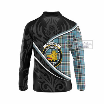 Thompson (Thomson) Tartan Family Crest Long Sleeve Polo Shirt Celtic Scottish Thistle Floral - Tartan Vibes Clothing