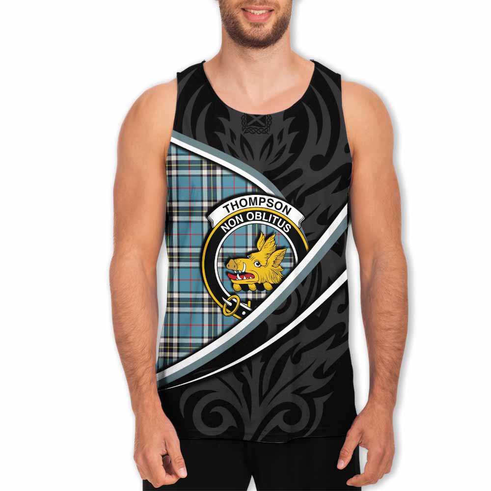 Thompson (Thomson) Tartan Family Crest Men Tank Top Celtic Scottish Thistle Floral - Tartan Vibes Clothing