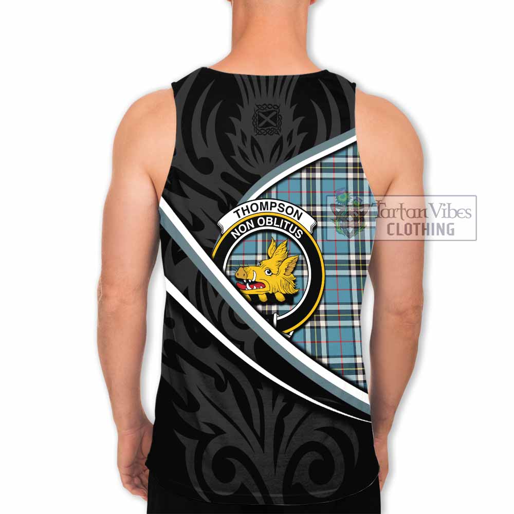 Thompson (Thomson) Tartan Family Crest Men Tank Top Celtic Scottish Thistle Floral - Tartan Vibes Clothing