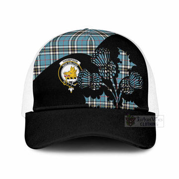 Thompson (Thomson) Tartan Family Crest Mesh Trucker Cap Scotland Thistle Floral Flag Style