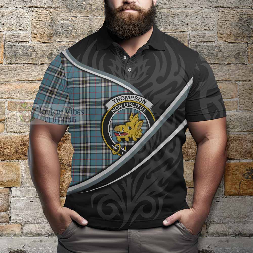 Thompson (Thomson) Tartan Family Crest Polo Shirt Celtic Scottish Thistle Floral - Tartan Vibes Clothing