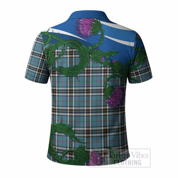 Thompson (Thomson) Tartan Family Crest Polo Shirt Thistle in Minimalism