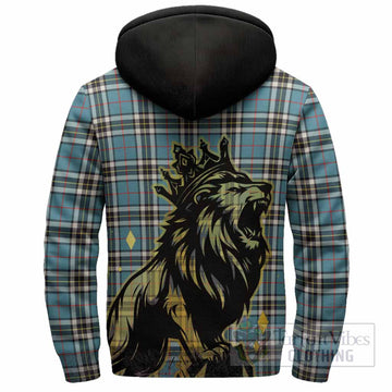 Thompson (Thomson) Tartan Family Crest Sherpa Hoodie Crowned Lion Roaring