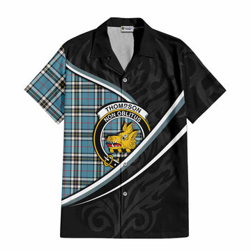 Thompson (Thomson) Tartan Family Crest Short Sleeve Button Shirt Celtic Scottish Thistle Floral - Tartan Vibes Clothing