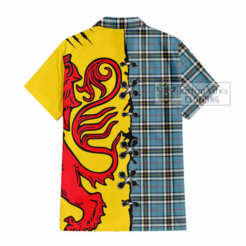 Thompson (Thomson) Tartan Family Crest Short Sleeve Button Shirt Lion Rampant Honor - Tartan Vibes Clothing