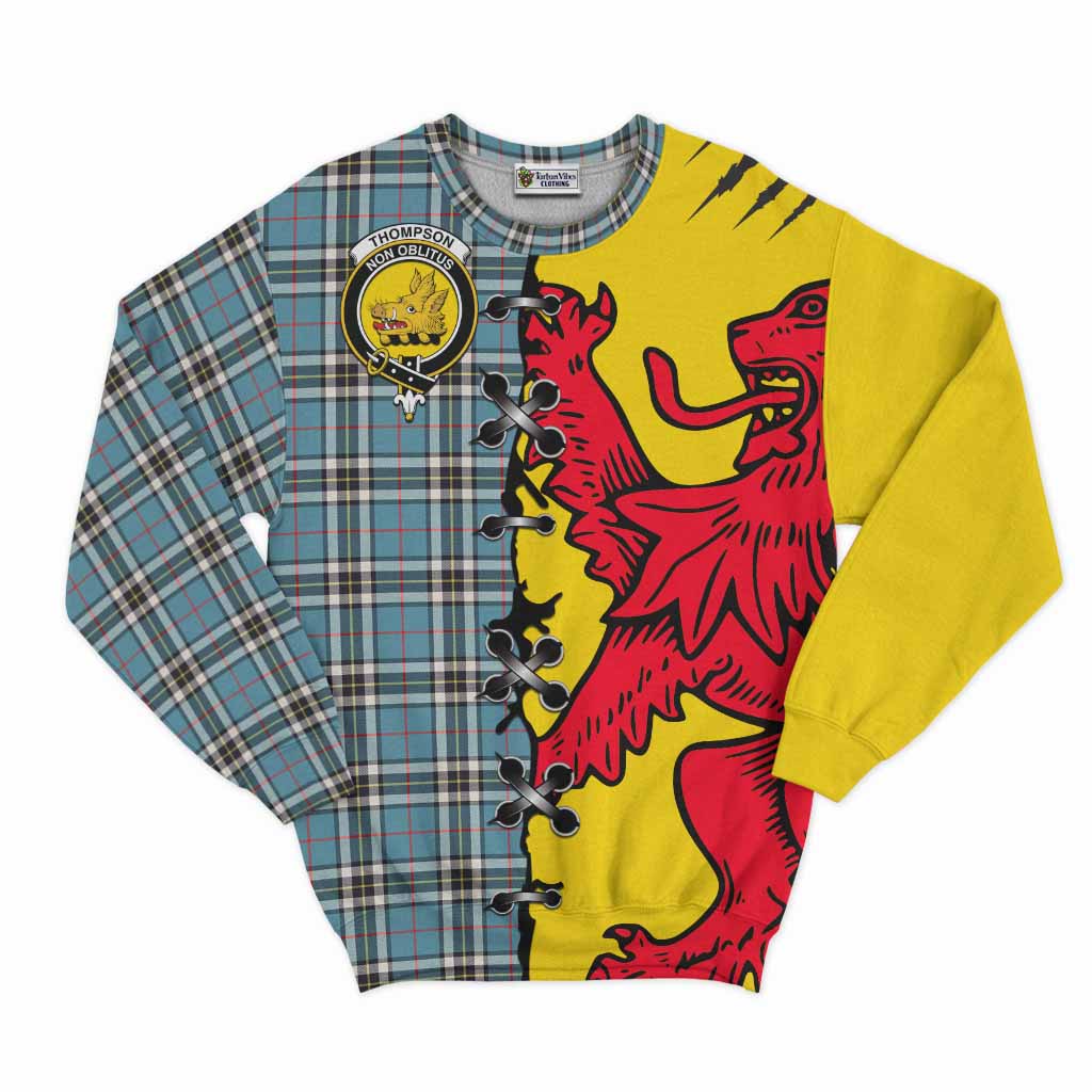 Thompson (Thomson) Tartan Family Crest Sweatshirt Lion Rampant Honor - Tartan Vibes Clothing