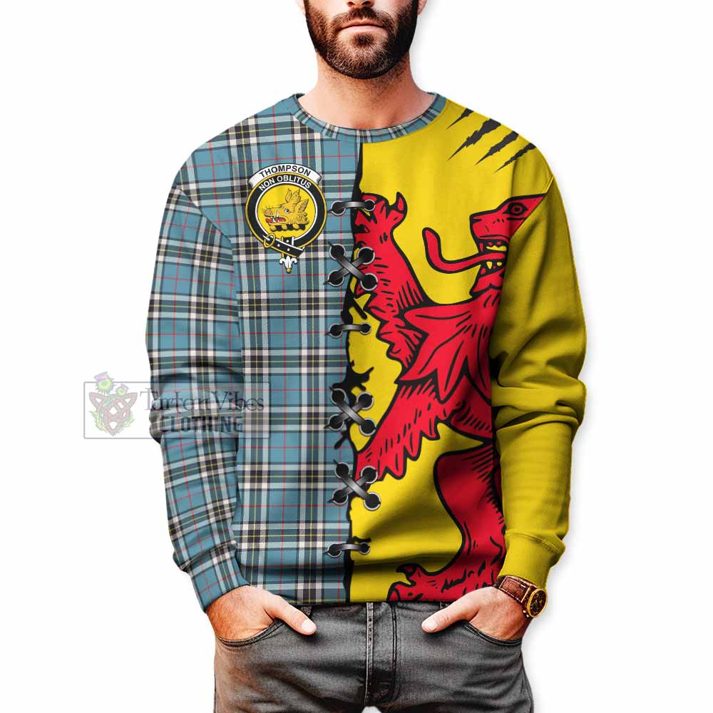 Thompson (Thomson) Tartan Family Crest Sweatshirt Lion Rampant Honor - Tartan Vibes Clothing