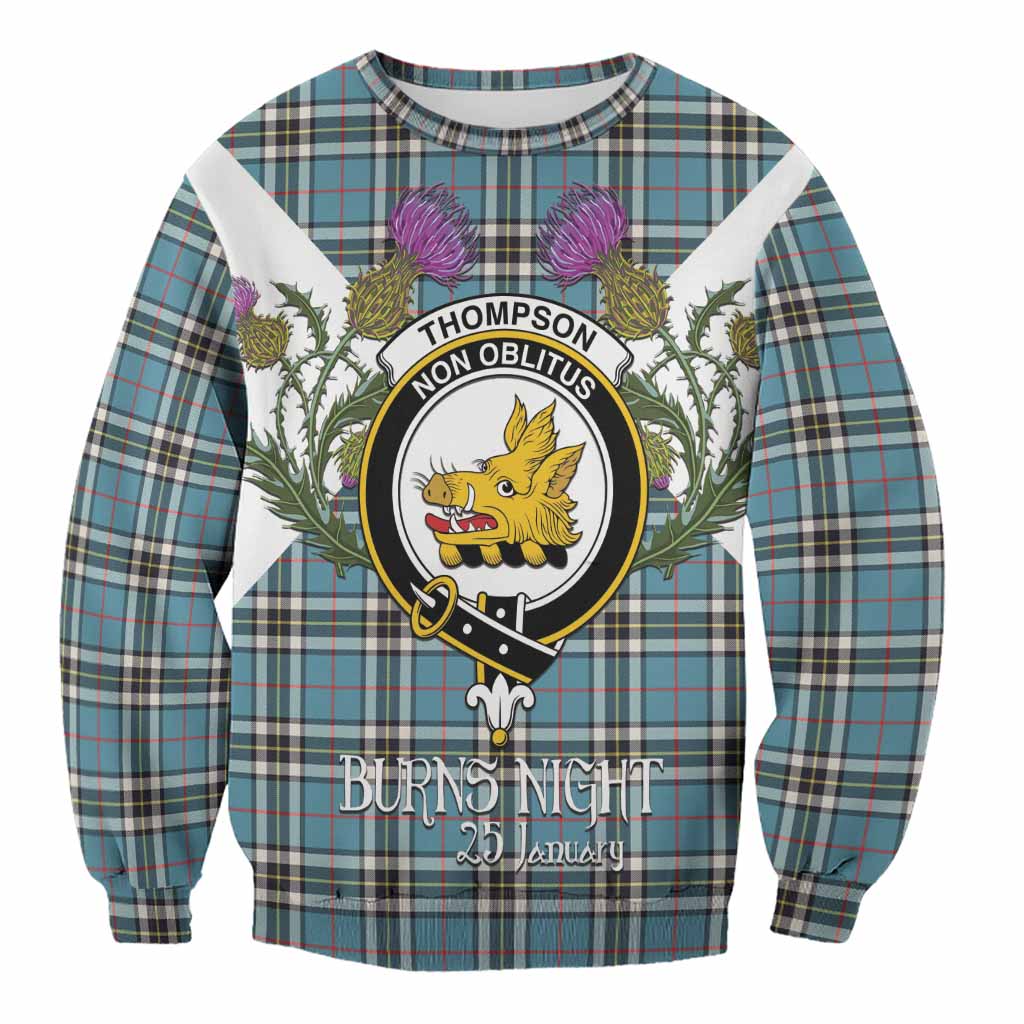 Thompson (Thomson) Tartan Family Crest Sweatshirt Scottish Burns Night Thistle Floral